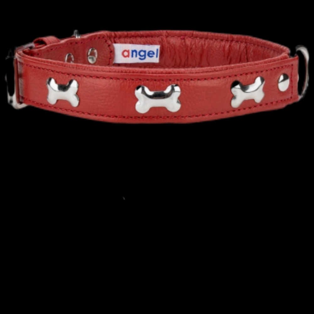 NEW Genuine Leather Angel Rotterdam Pet Dog Collar 14" Small Red